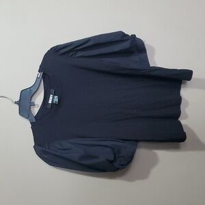 DKNY Black puff sleeve cotton top size large